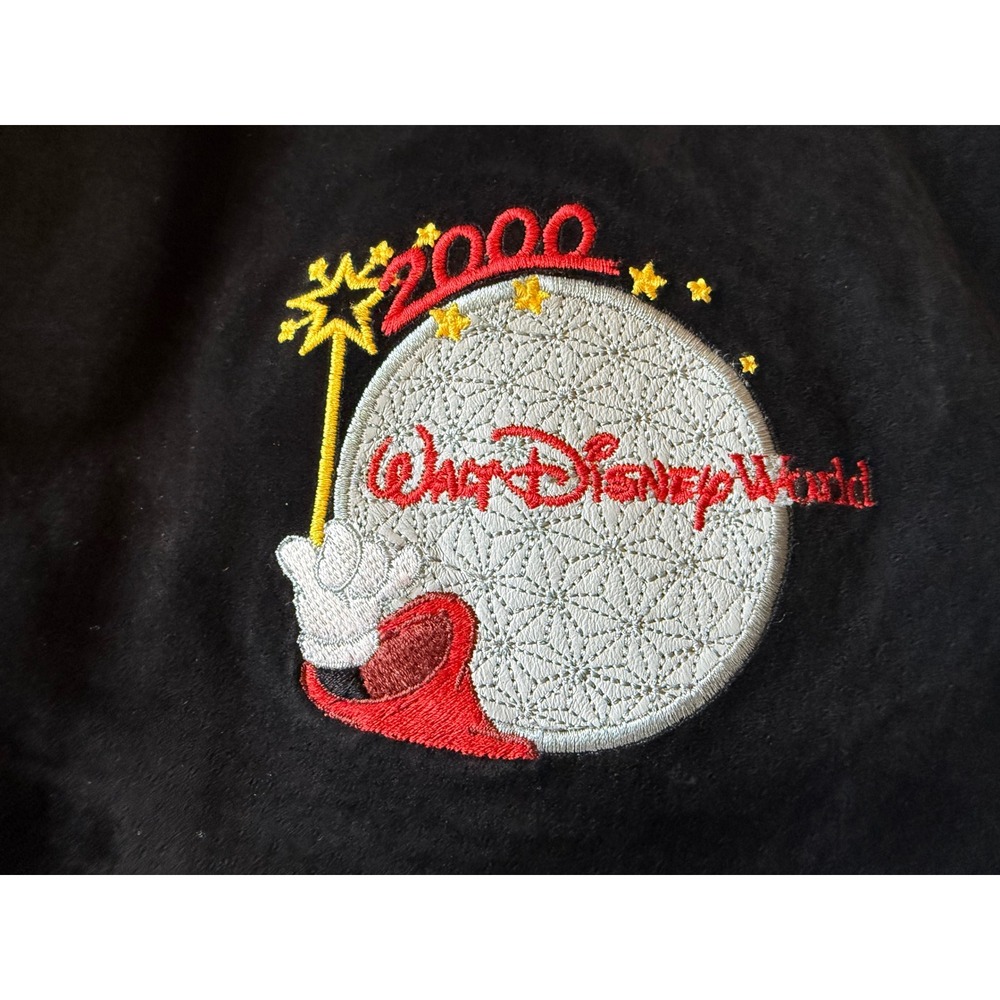 Walt Disney World Mens Suede Varsity Jacket XL Black Vtg Mickey Mouse Millennium - Picture 7 of 11